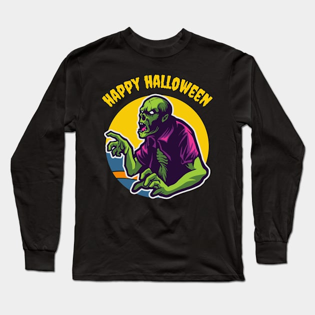 Halloween Zombie Scream Horror Long Sleeve T-Shirt by divinoro trendy boutique